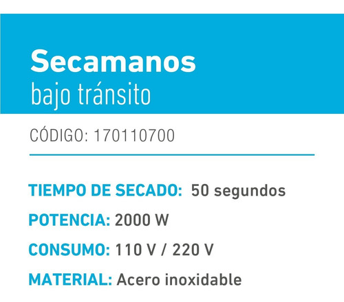 Secamanos Eléctrico Acero Inoxidable Automático Por Sensor