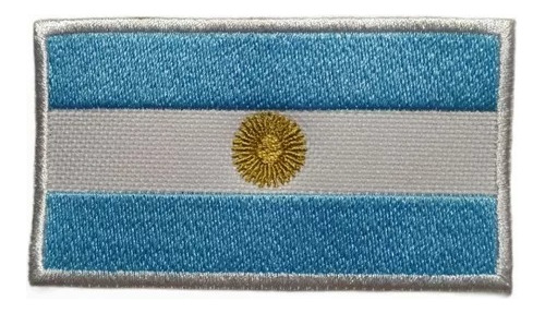 Bandera Argentina Bordada Con Velcro Parche Celeste Y Blanca