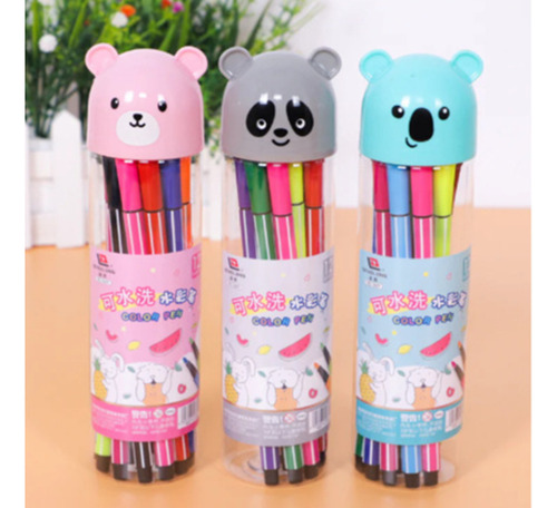 Canetinha 12 Cores Com Estojo Personalizado Bichinhos Fofos