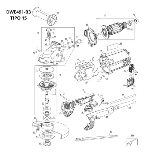 Armadura N754978/638001-01s Dewalt P/dwe490/91,dwe496,dwe497