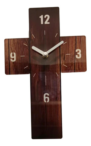 Reloj Silencioso Reloj De Pared Forma De Cruz Marron Oscuro