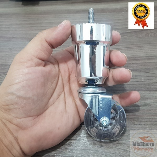 Pé Cama Box Cromado Rodizio Gel 50mm Sem Freio Exclusivo