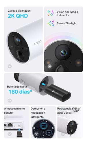 Smart Cámara Inalámbrica Tapo 2k Qhd Con Bateria Sin Hub