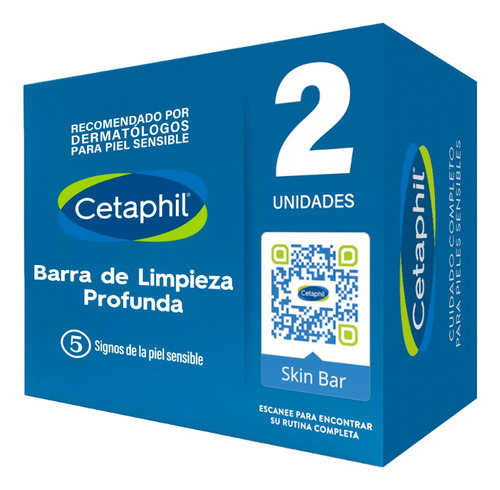 Pack X 2 Jabones Cetaphil Barra Limpieza Profunda 127g C/u Momento de aplicación Día/Noche Tipo de piel Todo tipo de piel