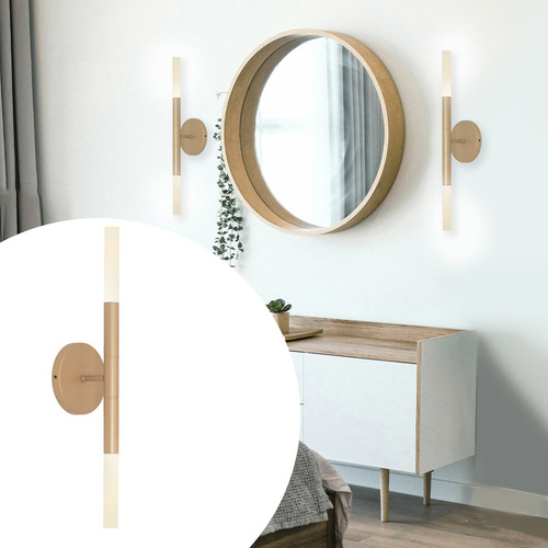 Arandela Luminária Parede Tubo 2 Difusores Quarto Champagne 110v/220v