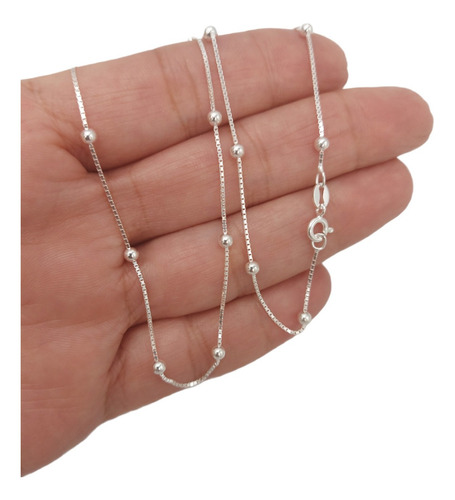 Choker Bolinha Veneziana 40cm Prata 925