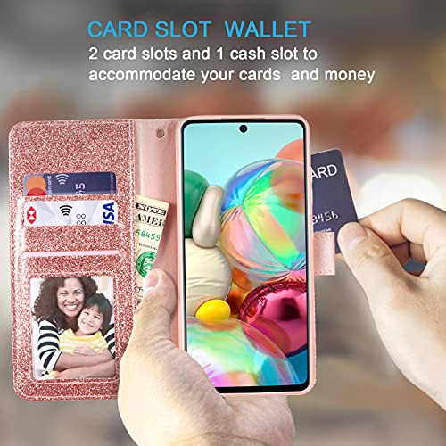 Funda Cartera Para Galaxy A52 4g/5g A52s 5g Rosa Dorado Glit