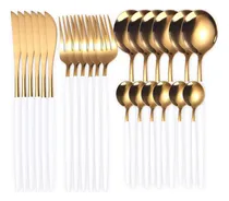 Comprar - Cubiertos Dorados Modernos Cubiertos De Oro Mate 24 Piezas