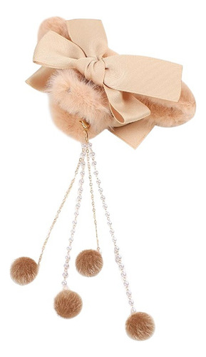 Horquilla De Pelo De Felpa Con Lazo Y Borlas Para Mujer Con