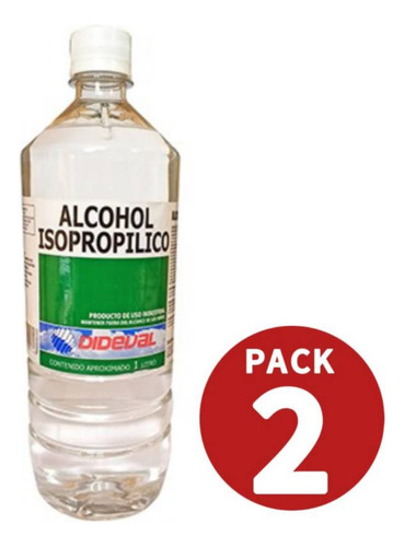 Alcohol Isopropílico 99,7% 1 Litro Pack 2 Unidades Dideval