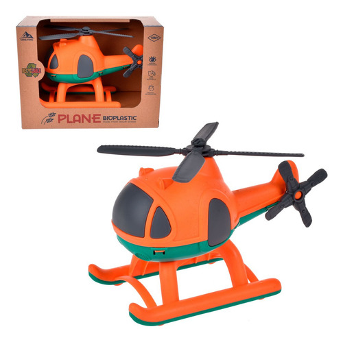 Helicoptero De 17 Cm Material Reciclado - Naranjo