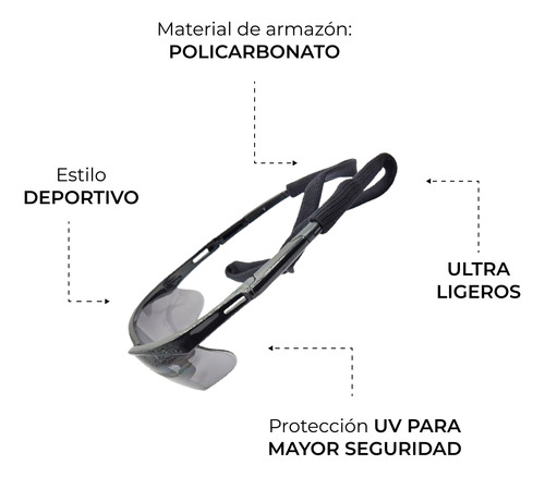 Gafas Solares De Seguridad Diseño Envolvente Y Deportivo Uv