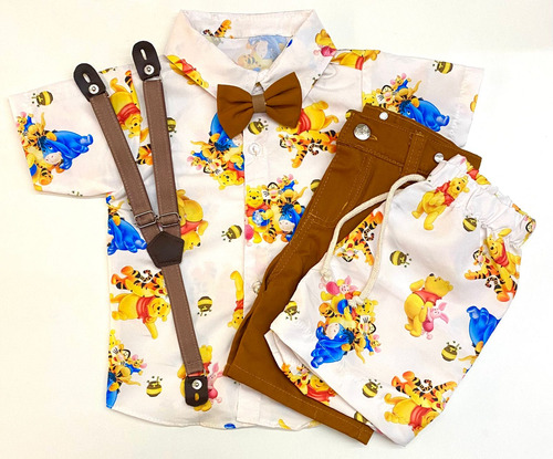 Ursinho Pooh Conjunto Tematico Look 2 Em 1 Aniversário