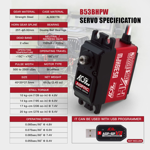 Agfrc 0.055sec High-speed Waterproof Servo Motor - 20kg