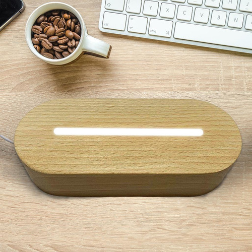 Luz De Noche Led Base De Madera Soporte De Exhibición Claro