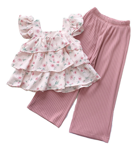 Traje De Verano Para Niña, Bonitos Pantalones Anchos De Mang