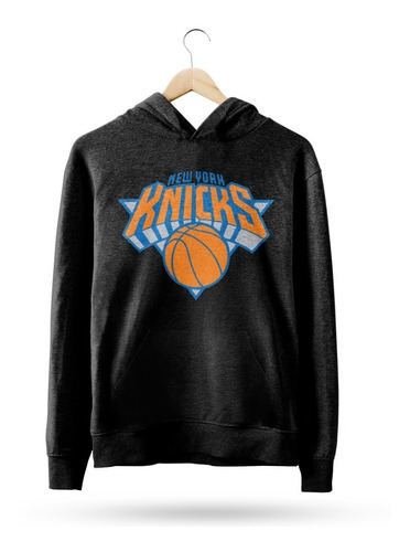  Buzo Canguro Nba New York Knicks Logo Completo Negro