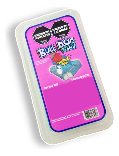 Billiken Bull Dog Frambuesa Ácida Regaliz Gomitas Cable 360g