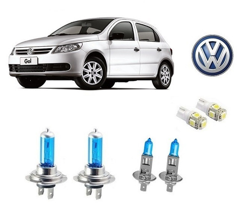 Kit 6 Lampadas Brancas Farol + Lanterna Vw Gol G5 Foco Duplo