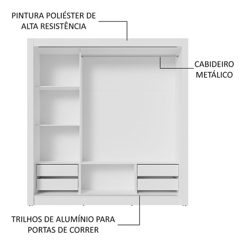 Guarda-roupa Casal 3 Portas De Correr Sublime Plus Madesa Bc Cor Branco/Cinza