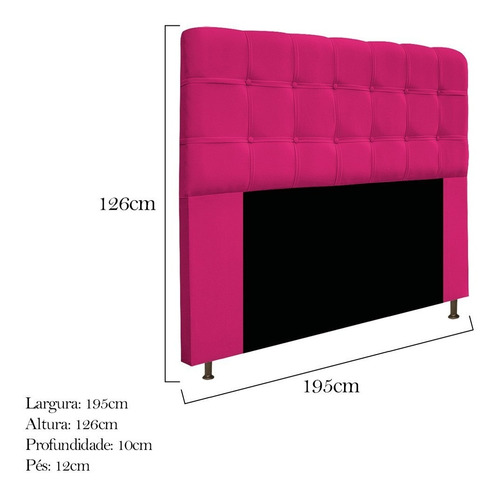 Cabeceira Estofada Mel 195 King Size Com Botonê Suede Pink