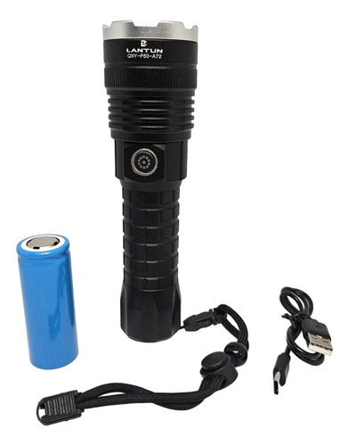 Linterna Led Fuerte Zoom Negro 