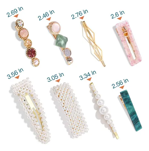 28 Pinzas Para El Pelo Con Perlas Hingwah Y Resina Acrili...