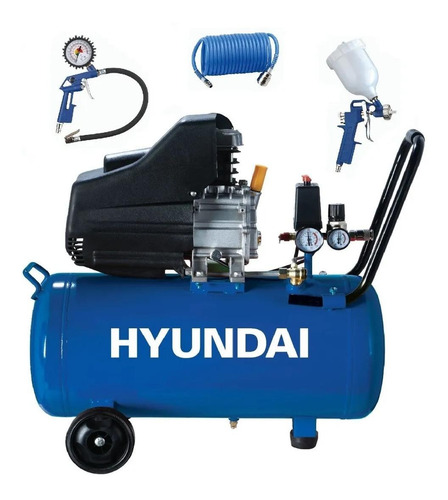 Imagen 2 de 2 de Compresor de aire eléctrico portátil Hyundai HYAC50 50L 2hp 220V 60Hz