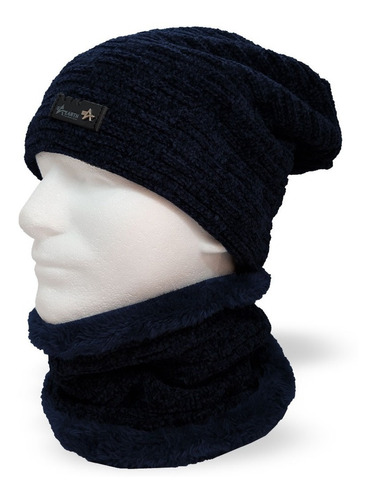 Combo Gorro Caído + Cuello Lana  Invierno Con Corderito