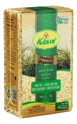 Arroz Agulhinha Integral Orgânico Embalado À Vacuo 1kg Korin