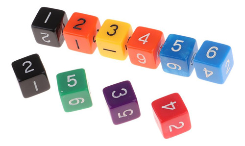 10 Juego De Dados De Colores Brillantes Para 10 Piezas