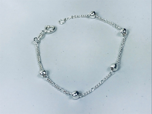 Imagem 2 de 7 de Pulseira Infantil Bolinha 3mm Prata 925 Legítima C/ Garantia