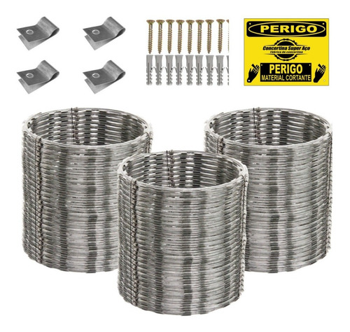 15 Metros Concertina Dupla Clipada 30 Cm+ Kit Instalação