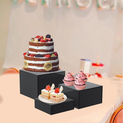 3 Elevadores De Buffet, Estante De Exhibición Negro