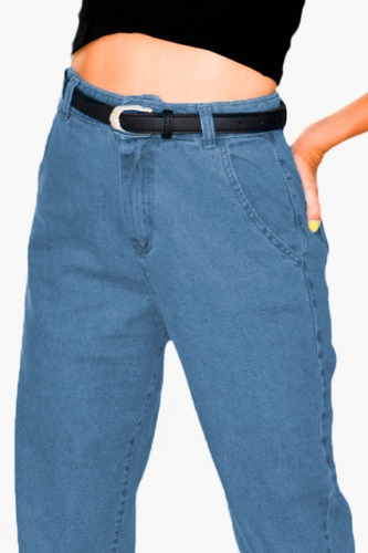 Jean Pantalon Mujer Mom Rigido Tiro Alto