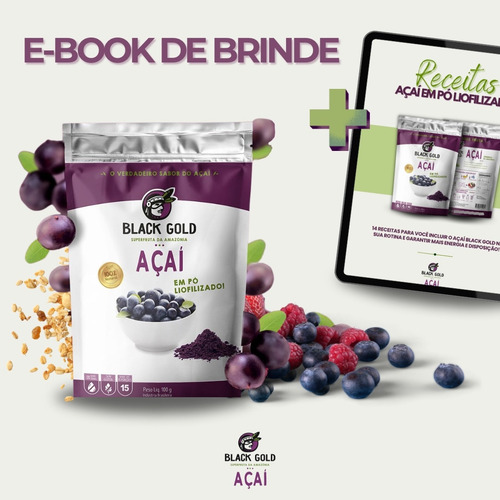Açaí Puro Premium Em Pó - Kit 5 Unidades - Total 500g
