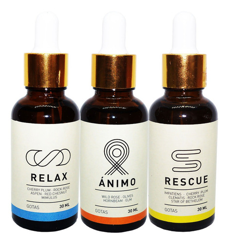 3 X Flores Bach Relax Rescue Y Animo 3 Flores Efectiva 30ml 