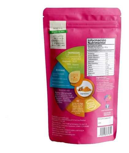 Imagen 3 de 7 de Cúrcuma En Polvo Superfood Leafy 200 Gr