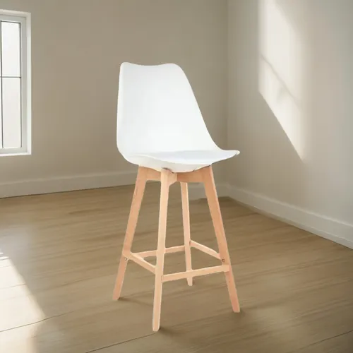 Banqueta Taburete Comedor Tulip Acolchonado X1 Tu Idea Madera Blanco