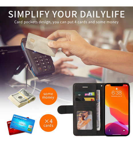Funda Protectora Tipo Cartera De Piel Sintética De Alta Calidad Para La Serie Huawei Con Ranura Para Tarjetas, Color Negro