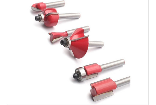 Jogo De Fresas Vermelhas 6mm Com 12 Peças Para Madeira