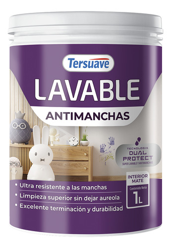 Látex Interior Lavable Antimanchas Tersuave Mate Blanco 1l