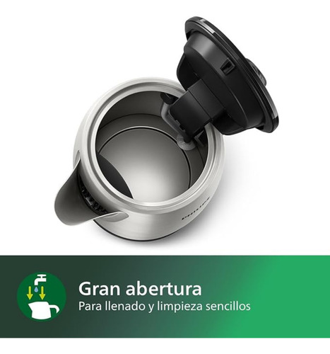 Pava Eléctrica Philips 1,7 Litros Acero Inoxidable 2200w Plateado