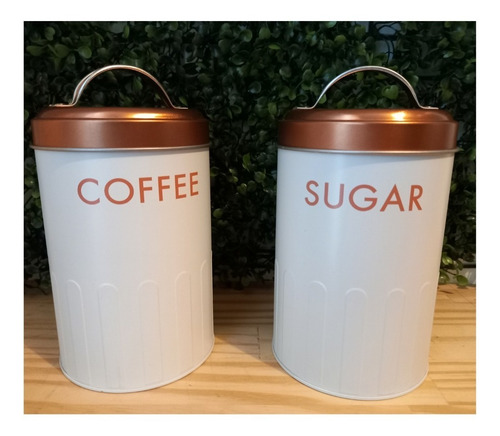 Imagem 5 de 5 de Lata De Café E Açucar Decorativa - Kit Com 2 Latas