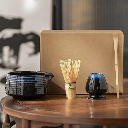 4 Piezas Regalos De Portavasos Matcha Set Con Azul Oscuro