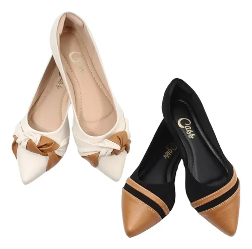 Kit 2 Pares Sapatilha Feminina Bico Fino Conforto Leve Macia | MercadoLivre