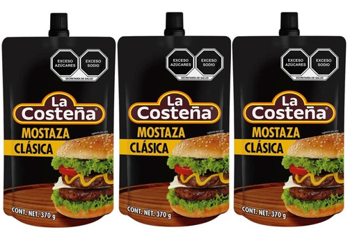 3 Mostaza La Costeña Clásica 370 Gr C/u