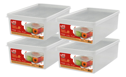 4 Organizador Geladeira Plástico G Ordene Saladas Hortaliças Cor Incolor