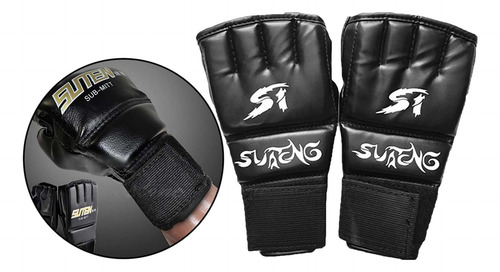 2 Guantes De Boxeo Mma De Medio Con Para Niños Negro