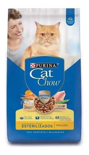 usuario Tener un picnic brazo Alimento Cat Chow Defense Plus Esterilizados para gato adulto sabor pescado  en bolsa de 3kg